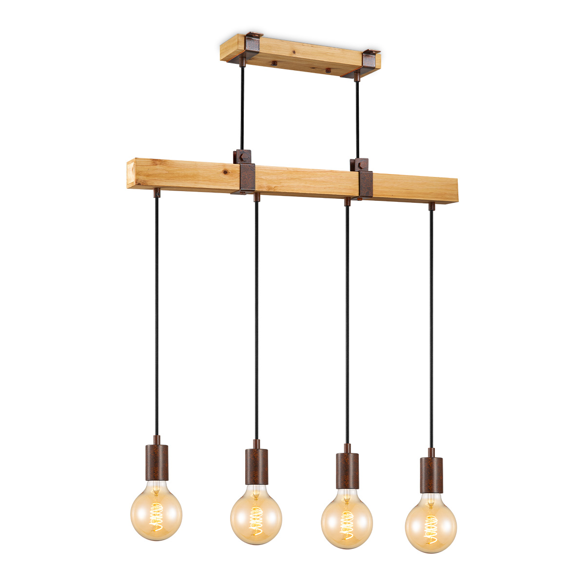 Home sweet home hanglamp Denton 4L - hout / roest